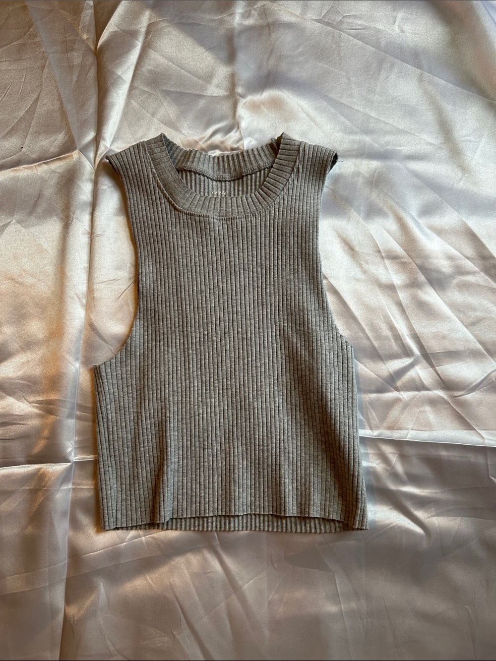 aerie Ribbed Cropped Tank Top - Gray